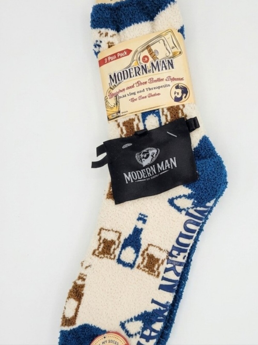 New Modern Man AromaSoles Bourbon Shea Butter Infused Slipper Socks 2 Pack Gripp
